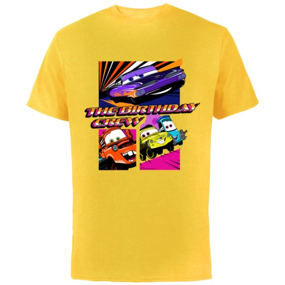 Disney and Pixar’s Cars Friends & Family Trip Birthday Crew - Short Sleeve Cotton T-Shirt for Adults - Customized-Yellow