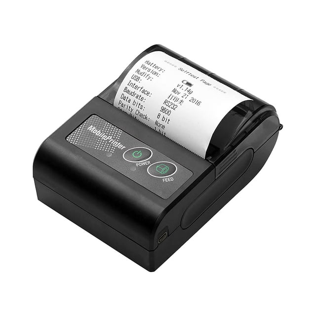 Graflsoa Compact 58mm Thermal Printer with Bluetooth & USB Connectivity, Built-in Battery, Black - Ideal for Android, iOS, Windows