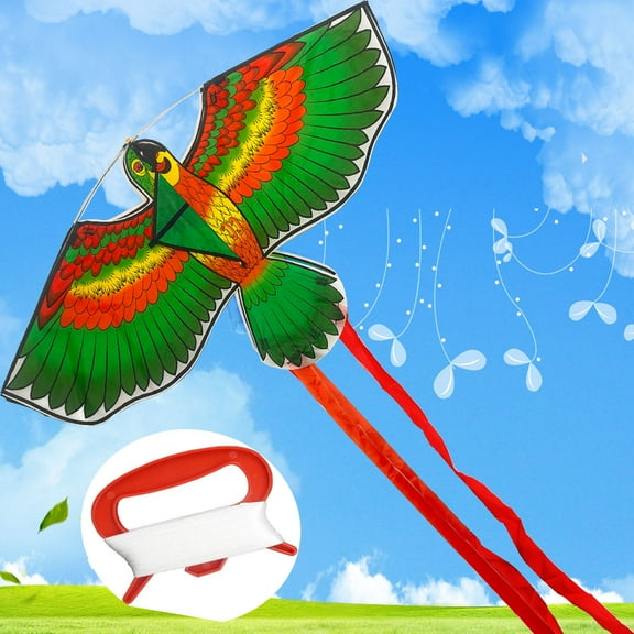 NimJoy Parrot Delta Kites for Kids Adults, Easy to Fly Polyester Kite W/55" Tail for Beach, Trip and Park (45" Green)