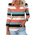 thumbnail image 2 of fatyb 3/4 Length Sleeve Womens V Neck Tops with Collar Casual Loose Tunic Shirts Dressy Blouses for Women, 2 of 7