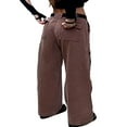thumbnail image 3 of Women Jeans Solid Color Pocket Patchwork Wide Leg Pants, 3 of 6