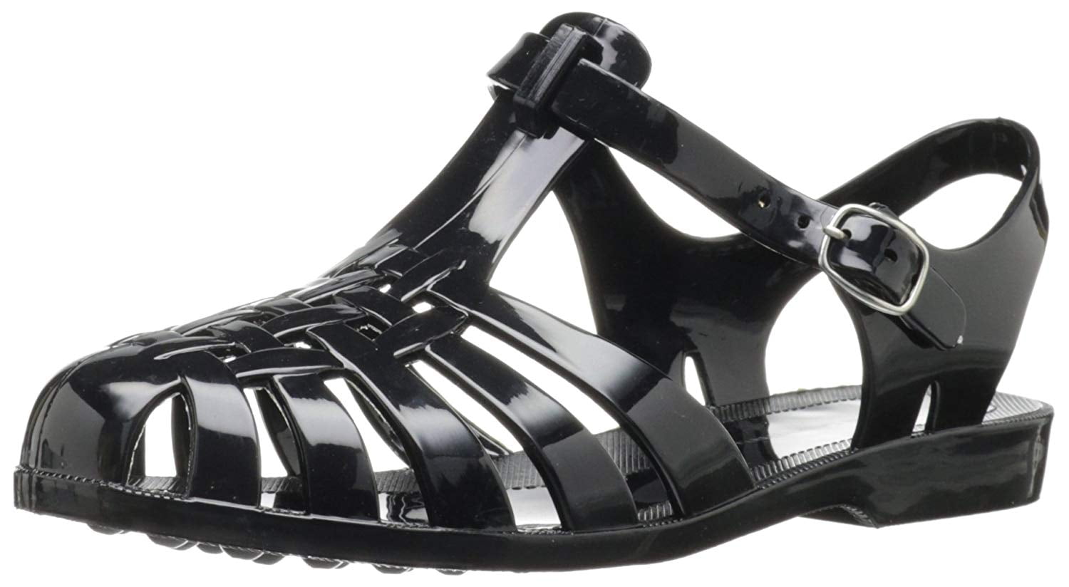 black jelly sandals