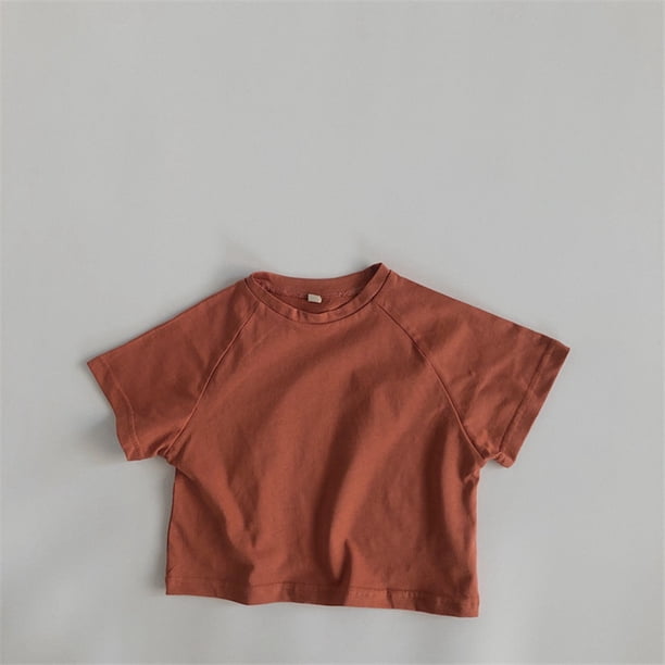 Camiseta de verano para niños, camisetas sólidas a la moda para niñas, camisetas de algodón de manga corta para niños, ropa informal coreana para niños de 1 a 8 años Tan Jianjun unisex