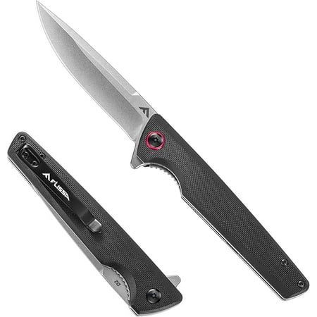 FLISSA Pocket Knife Folding EDC Knife 4 inch D2 Blade G10 Handle for Outdoors Hiking Camping Black