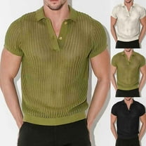 Dovford Mens Polo Shirts Short Sleeve Golf Polo Button Pullover Casual Contrast Color Basic T Shirt Ribbed Collar