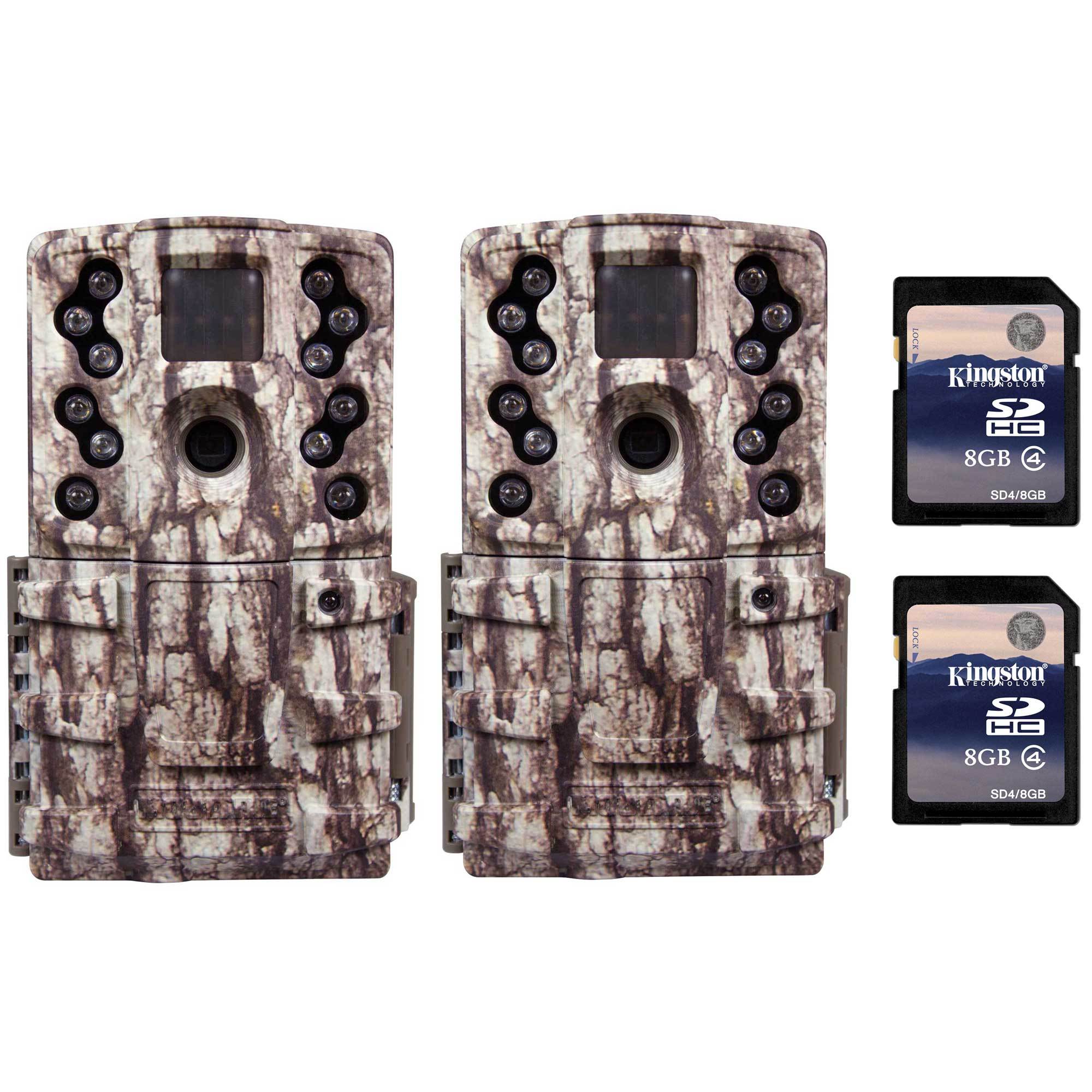Moultrie Low Glow 12 MP AC20 Long Range IR Trail Game Camera (Pair) + 2