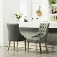 thumbnail image 3 of Solid Wood Button Tufted Hostess Chairs / Upgrade Dining Area with 2 Grey Pieces, 3 of 5
