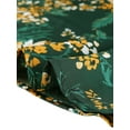 thumbnail image 5 of Vestido hasta la rodilla de manga larga con cinturón y cuello en contraste floral para mujer Verde L, 5 of 5