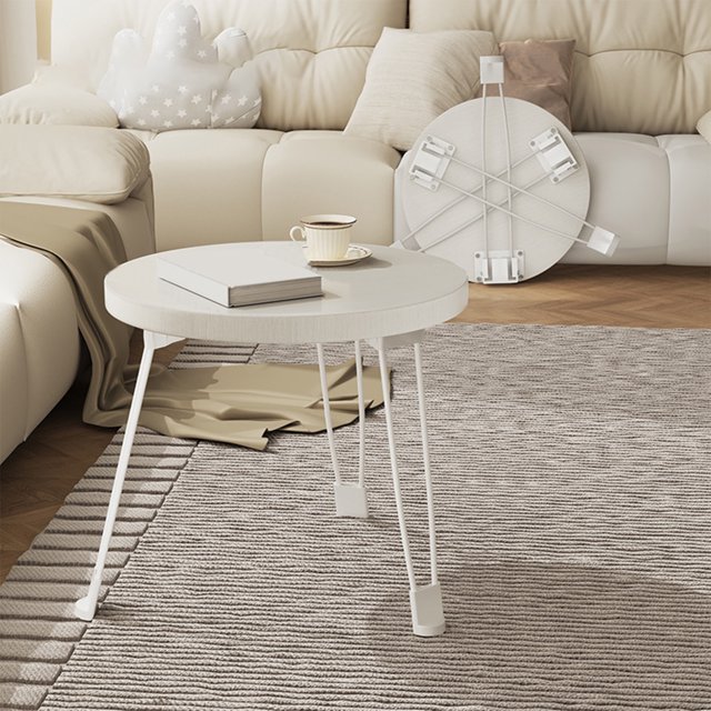 DPTALR Foldable Small Table Movable Small Round Table Foldable Small Coffee Table Small Dining Table Suitable For Use Beside To The Sofa