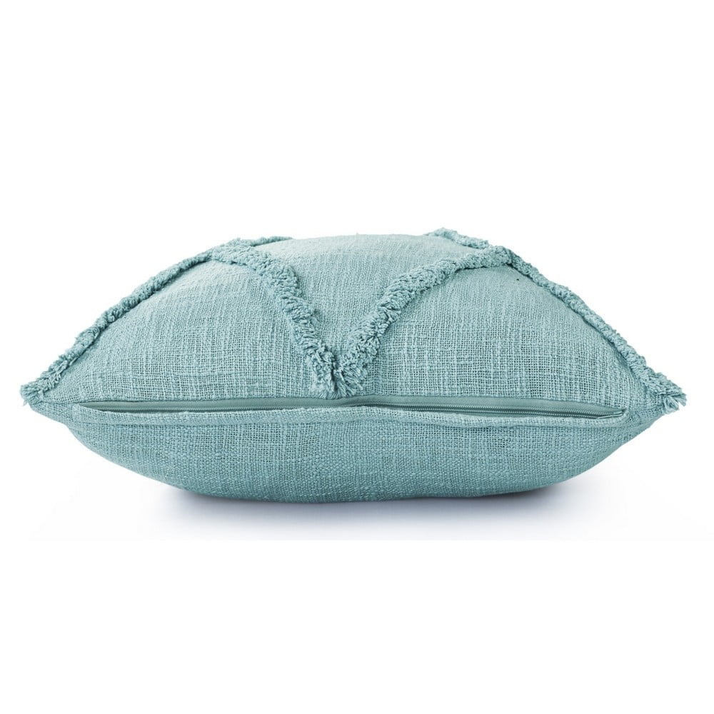 Ox Bay Sara 20" x 20" Canal Blue Shag Diamond Cotton Adult Decorative Throw Pillow