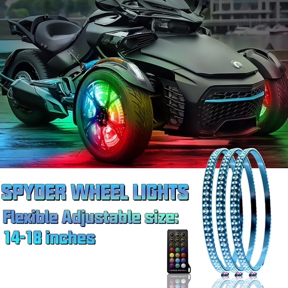 15.5" LED Wheel Ring Light Kit Set 3 Chasing Double Row for Ryker Spyder Slingshot