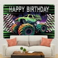 thumbnail image 5 of Truck Banner Backdrop Green Purple Truck Birthday Party Decorations Supplies for Boys Kids Cars Backdrop Happy Birthday Sign Party Banner Car Theme Photo Poster Background 5x3ft, 5 of 10