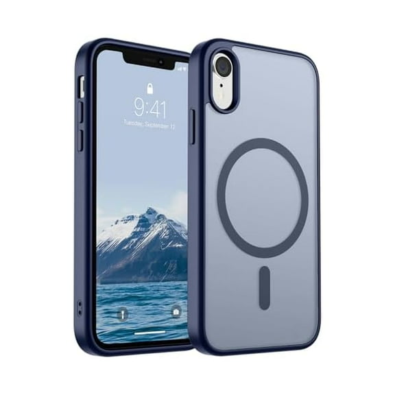 Magnetic for iPhone XR Phone Case(Compatible with MagSafe)(Military Grade Drop Protection) Slim Translucent Matte Shockproof with Anti-Fingerprint Phone Case,Navy Blue