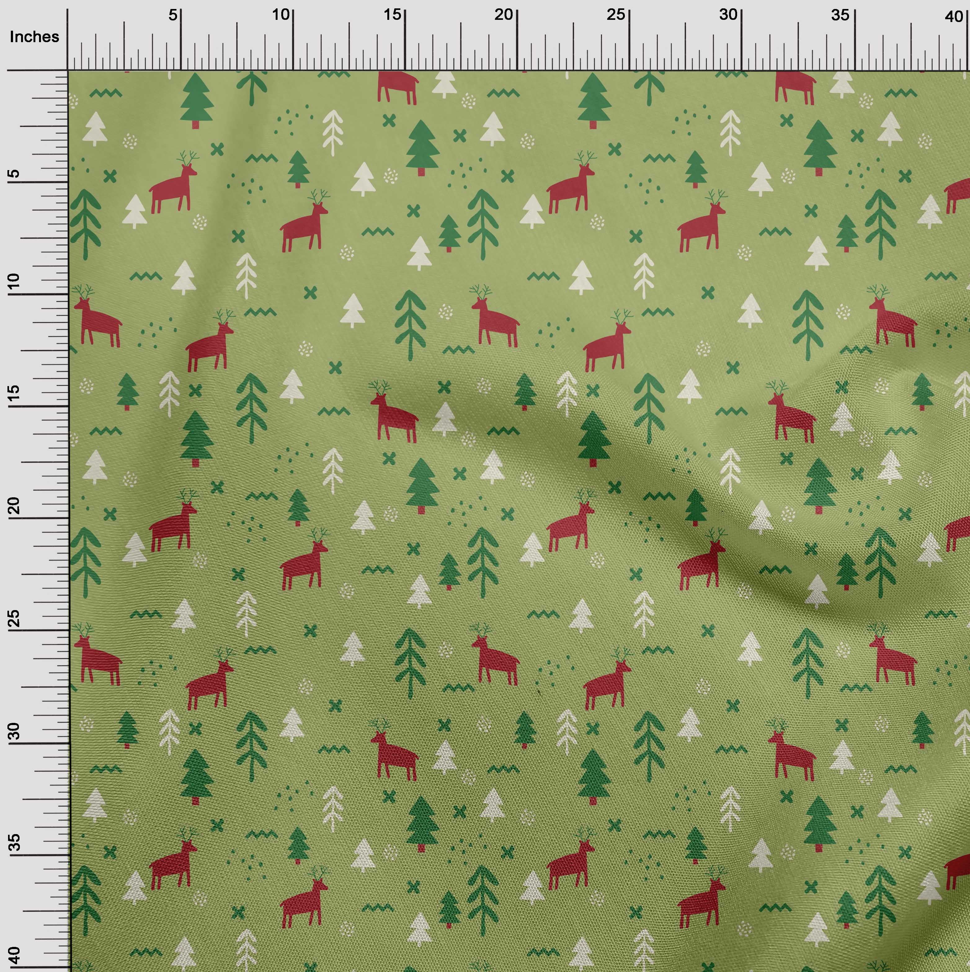 oneOone Viscose Jersey Green Fabric Christmas Fabric For Sewing Printed Craft Fabric By The Yard 60 Inch Wide