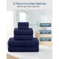 thumbnail image 4 of Casa Platino 12 Piece 100% Cotton Towel Set - Bath Towels, Hand Towels & Washcloths - Soft & Durable for Everyday Use - Navy, 4 of 8