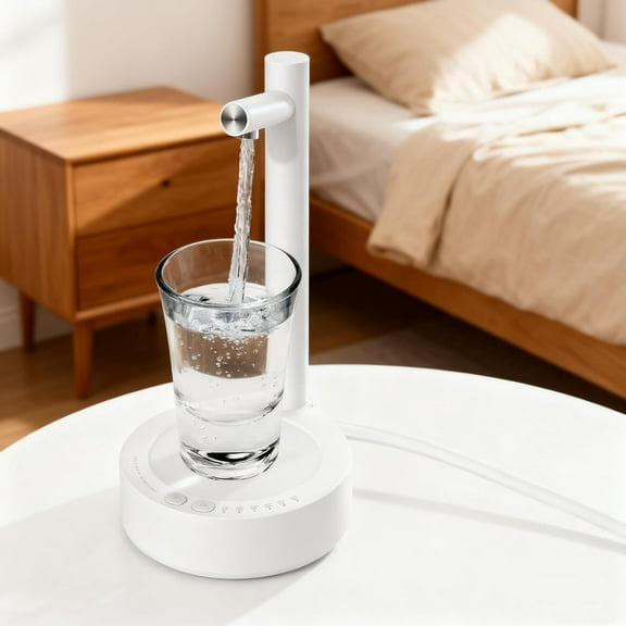 Desktop Electric Water Bottle Dispenser, Portable Drinking Water Pump for 5 Gallon, USB Charging Automatic Water Dispenser Water Jug Pump for Home, Office, Outdoor (White)