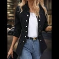 thumbnail image 4 of Conjunto de Chaqueta Informal de Negocios de Larga y Corte Entallado para Mujer, con Doble Botonadura y Abertura Frontal, para Otoño. Negro S, 4 of 7