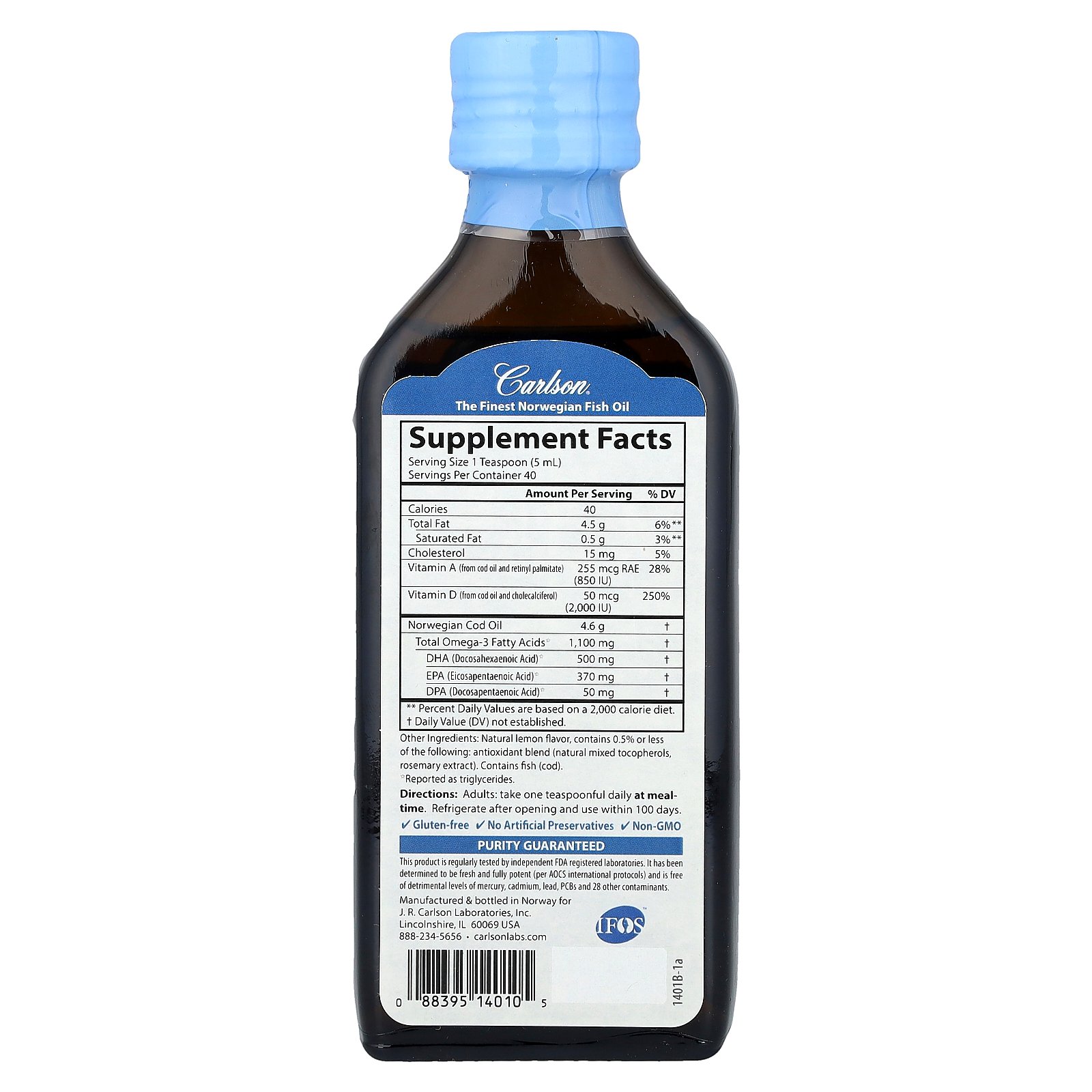 Carlson Wild Norwegian Super D Omega-3®, Natural Lemon, 6.7 fl oz (200 ml)