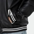 thumbnail image 5 of Men's PU Faux Leather Full-Zip Bomber Jacket Stand Collar Fleece Windproof Lightweight Motorcycle Racing Coat Outwear, 5 of 6