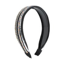 Unique Bargains 1 Pc Headband Faux Pearls Sequins Hair Accessories for Women Black