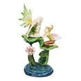 thumbnail image 2 of Green Pixie Tribal Fairy Sharing Thoughts with Buddy Elf by Lily Pond Figurine, 2 of 7