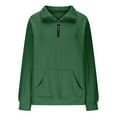 thumbnail image 4 of Tween Sweatshirt Girls Long Sleeve Quarter Zip Sweatshirts Pullover V-Neck Blouse Shirt Tops Warm Fall Winter Clothes 11-12 Years Boys Clothes, 4 of 5