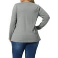 thumbnail image 3 of Unique Bargains Women's Plus Size Round Neck Long Sleeved T-Shirts Loose Tunic Blouses 1X Gray, 3 of 6
