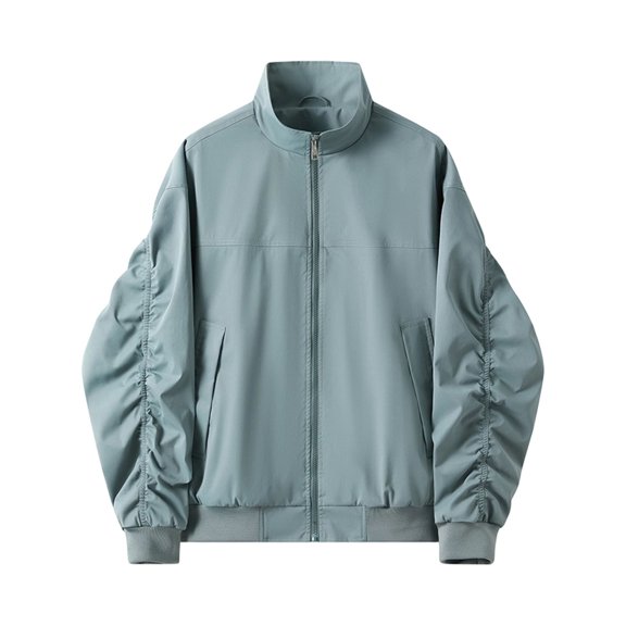 StSilkitty Mens Lightweight Jacket Solid Color Long Sleeve Stand Collar Full Zip Jackets Coat with Pockets