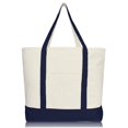 thumbnail image 2 of DALIX Bolsa de compras grande con cremallera de lona de algodón de 22" en azul marino, 2 of 5