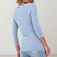 thumbnail image 4 of Mlqidk Basic Tees for Women Casual 3/4 Length Sleeve Fitted Tops Dressy Boat Neck Knit Tshirts Striped Print Ribbed Pullover Blouses Light Blue L, 4 of 4