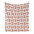 thumbnail image 1 of Fox Soft Flannel Fleece Throw Blanket, Repetitive Pattern of Cartoon Design Wild Animal and Meat, Cozy Plush for Indoor and Outdoor Use, 50" x 60", Burnt Sienna Cinnamon, by Ambesonne, 1 of 5