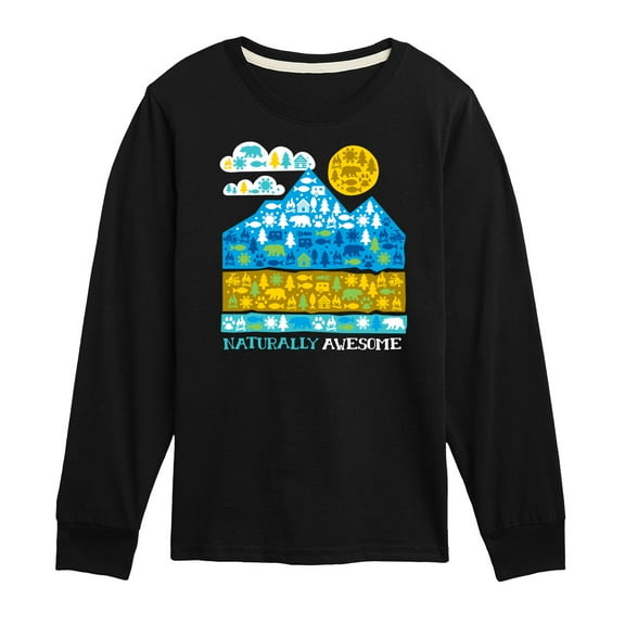Instant Message - Naturally Awesome in Nature - Toddler & Youth Long Sleeve Graphic T-Shirt