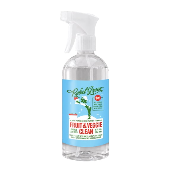 Rebel Green Fruit & Veggie Clean - Natural Produce Wash - Plant-Derived Frui t & Vegetable Wash - No Aftertaste (16oz Spray Bottle)