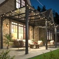 thumbnail image 3 of MUCHANT 10x14 FT Gazebo, Splicable Wall Mounted Gazebo & Pergola with Aluminum Frame, Awnings for Patio, for Backyard, Deck, Gray, 3 of 5