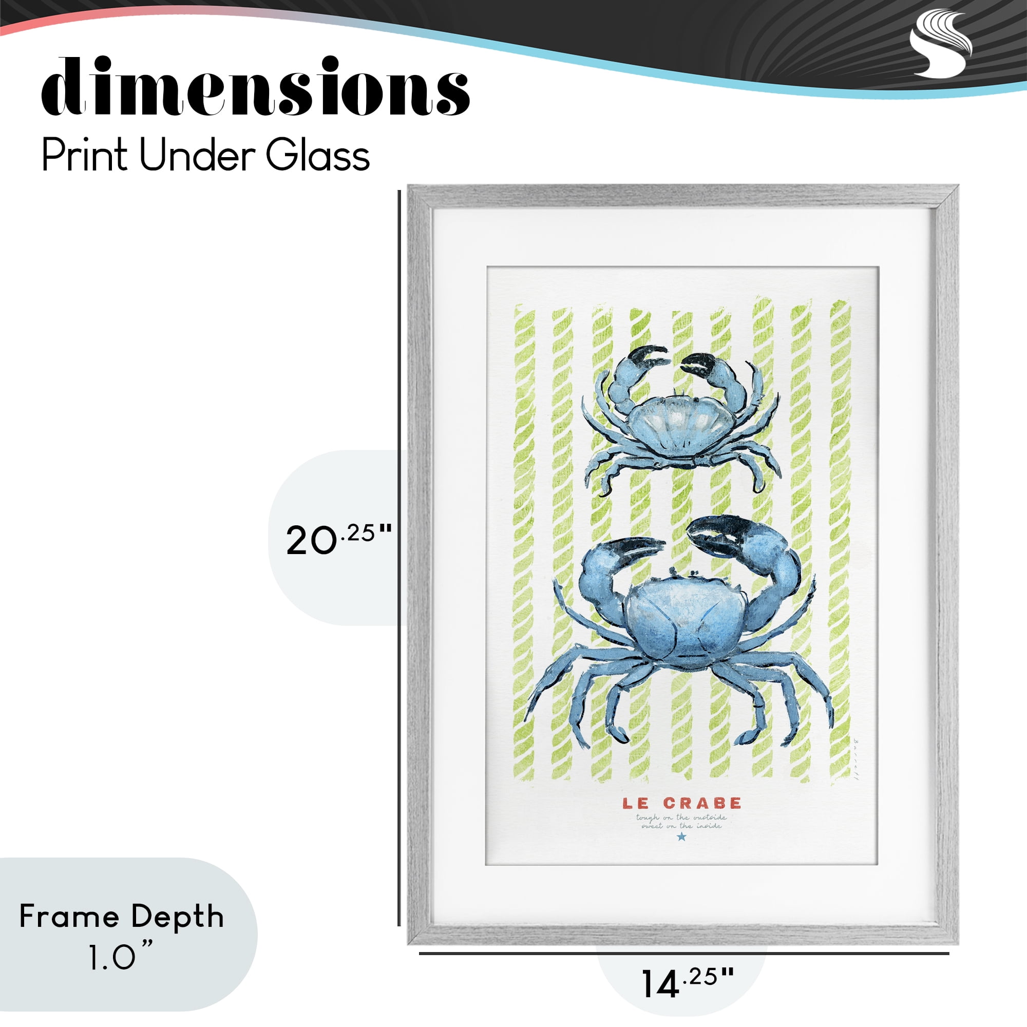 Stupell Industries Modern Bistro Crabs Gray Framed Print Under Glass, design by Chad Barrett
