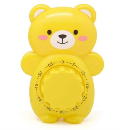 

icdrIesnte Mechanical Timer Kitchen Timer Countdown Cartoon Bear Shape Egg Timer 60 Min for Cooking Sports Learning Etc Yellow