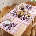 thumbnail image 5 of Placemat Set of 6 Leopard Print Bow Placemats for Dining Table Pink White Check Washable Table Mats for Kitchen and Party Decor Indoor & Outdoor Use, 5 of 8