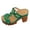 Green, variant on Platform Heels for Women Open Toe Lug Sole Slip on Sandals Cutout Leather Metal Decor Backless Pumps Dress Shoes White Size 7