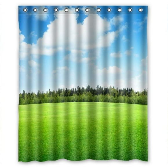 YUSDECOR Couds trees field of grass beautifu nature landscape sky Shower Curtain Polyester Fabric Bathroom Shower Curtain 60x72 inches