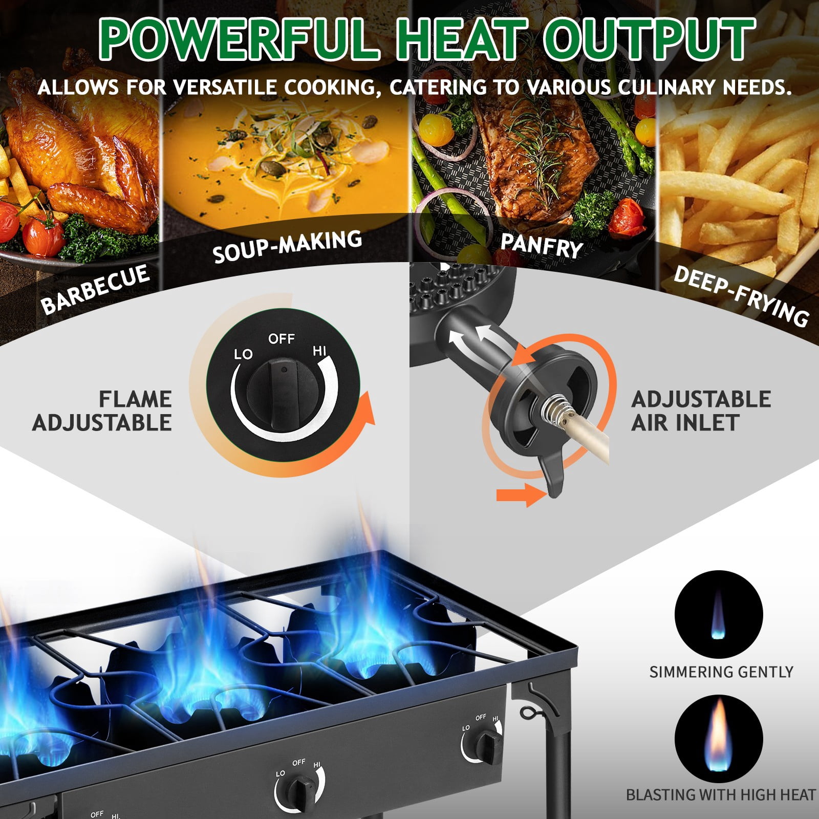 ZYPPP Portable Propane 225,000-BTU 3 Burner Gas Camping Picnic Stove BBQ Grill