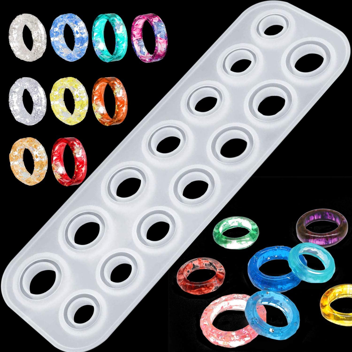 2pc Silicone DIY Pendant Ring Mold Resin Casting Jewelry Craft Mould Tool 