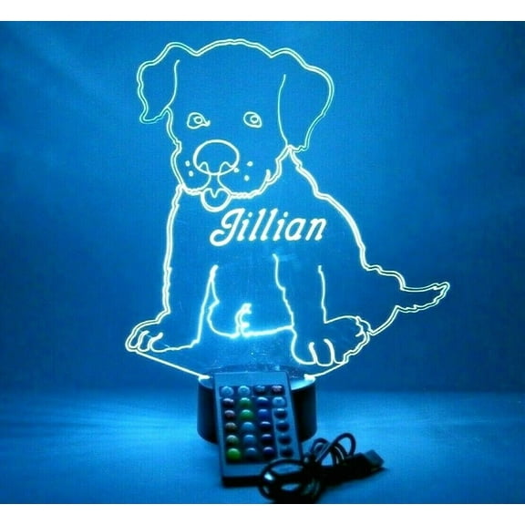 Cute Puppy Dog Light Up Lamp LED Personalized Desk Light Engraved Adorable Loving Puppy Dog Table Lamp, Our Newest Feature - It's WOW, With Remote, 16 Color Options, Dimmer, Free Engraved, Great Gift
