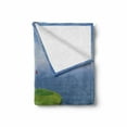 thumbnail image 2 of Golf Soft Flannel Fleece Throw Blanket, View of an Impossible Golf Link Viewed from the Tee Box by the Ocean, Cozy Plush for Indoor and Outdoor Use, 50" x 60", Lime Green Blue and Dusk, by Ambesonne, 2 of 6