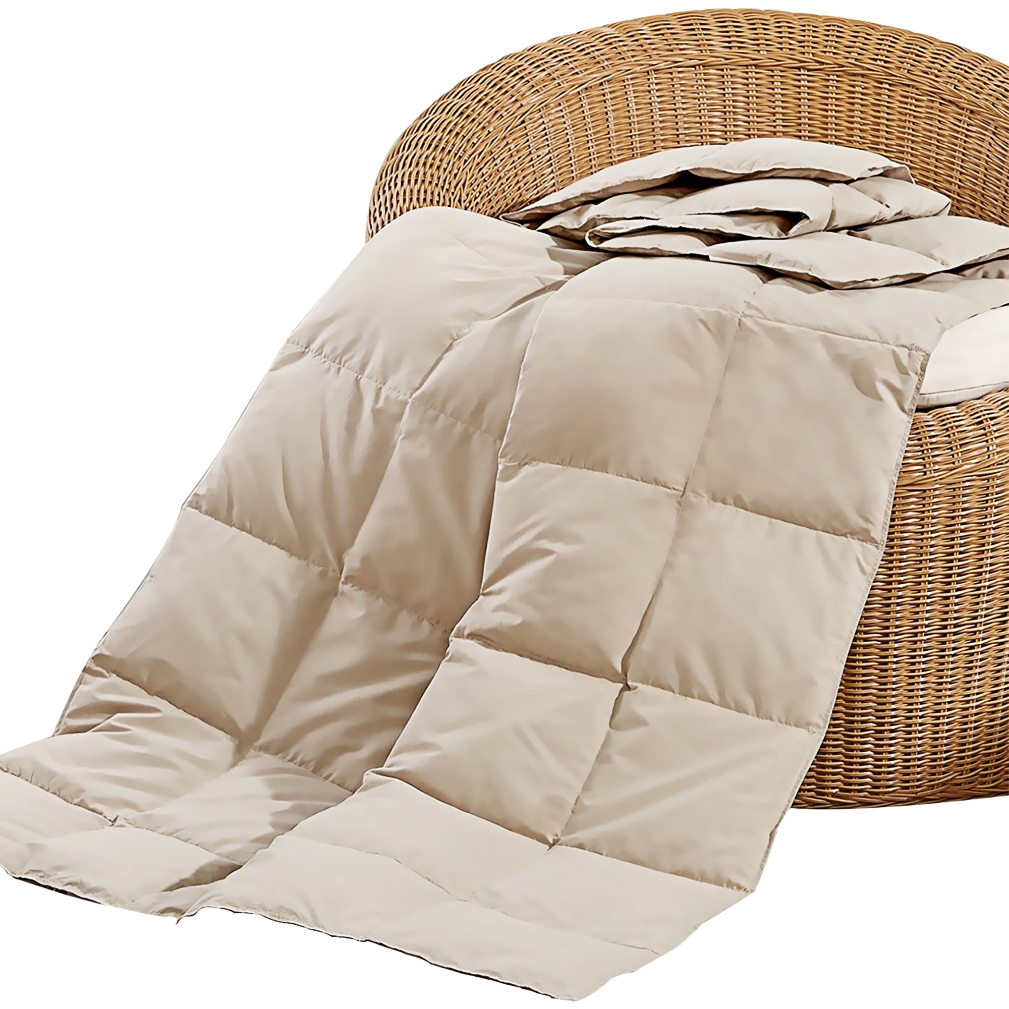 Peace Nest Natural Down and Feather Blanket/Throw, Tan, "50 x 70"