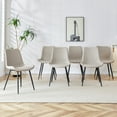 thumbnail image 2 of Set of 6 Light Gray Dining Chairs, Artificial Leather Backrest & Widened Cushion with Black Metal Legs, 2 of 10