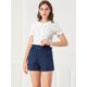 thumbnail image 2 of INSPIRE CHIC Pantalones Cortos Bolsa De Papel Cintura Elástica Casual Cintura Alta Pajarita Para Mujeres Azul Oscuro M, 2 of 6