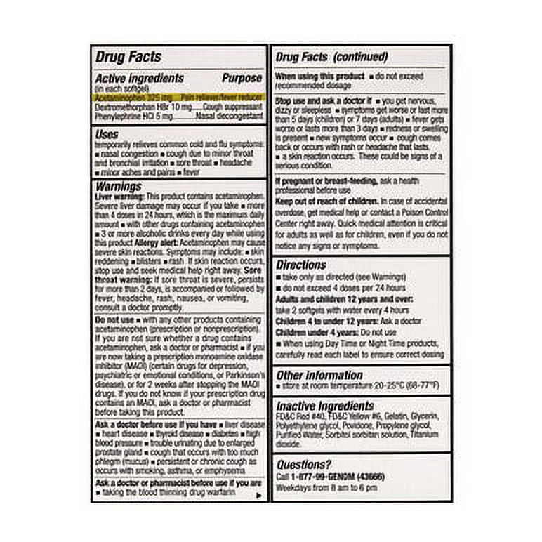 Next Daytime Relief Cold & Flu Softgels, over-the-Counter Medicine, 24 Count