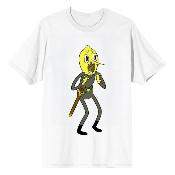 Adventure Time Lemongrab Reactes Adult White Crew Neck Short Sleeve T-shirt-XXL