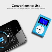 Mini Portable MP3 Music Player Metal Clip-on MP3 Player with LCD Screen Support TF Card Wide Application Blue