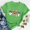 thumbnail image 4 of Tiweut Valentine's Shirts for Women Dog Graphic Cartoon Cute Short Sleeve Pullover Tops Crewneck Trendy Holiday Casual Tshirts,A-Light Green,2XL, 4 of 5